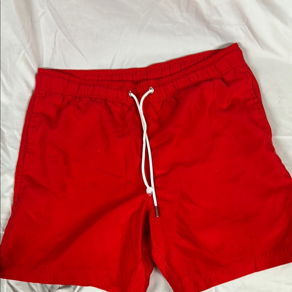 Lands' End Red Athletic Shorts with Adjustable Drawstring
